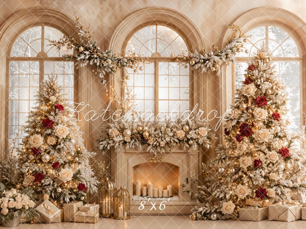 Kate Christmas Tree Fireplace Arched Window Backdrop Designed by Emetselch -UK