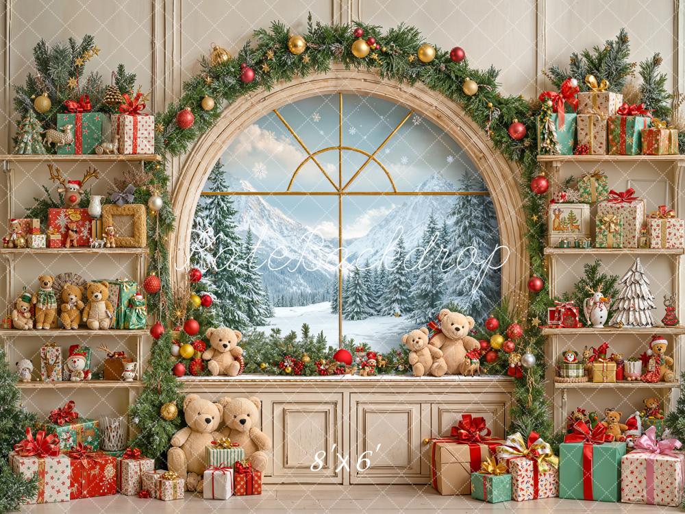 Kate Christmas Teddy Bear Gift Window Backdrop Designed by Emetselch -UK