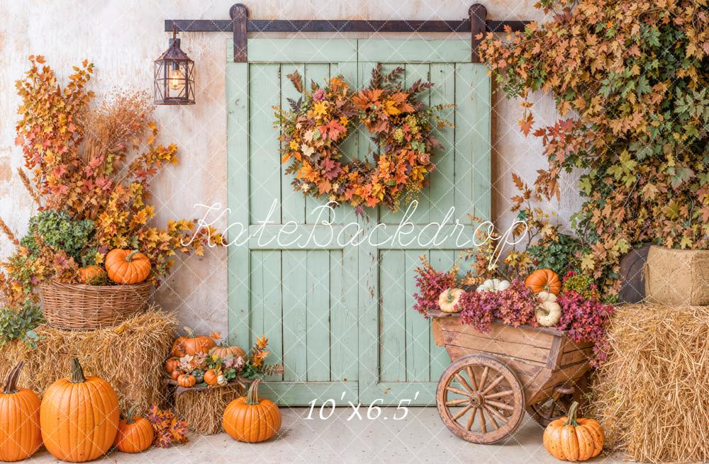 On Sale Kate Autumn Rustic Harvest Pumpkins Door Backdrop Designed by Emetselch -UK