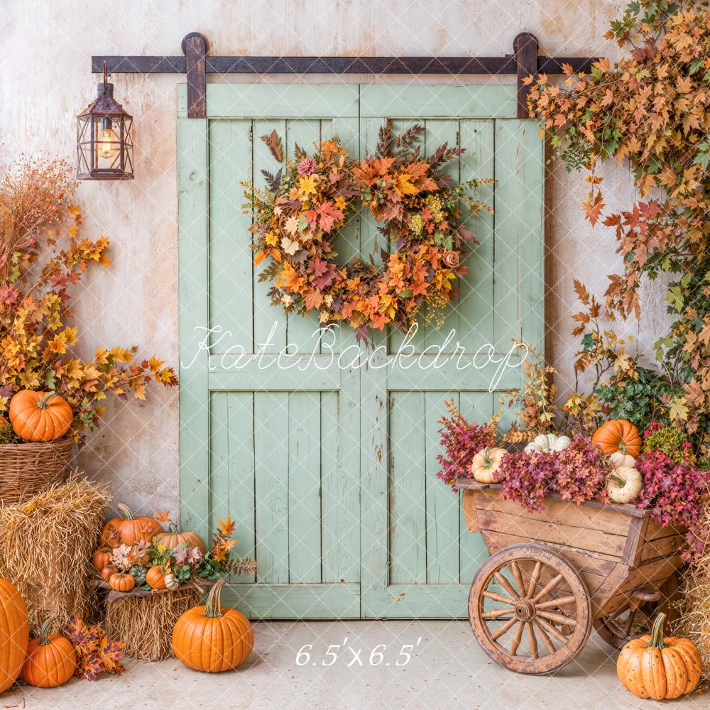 On Sale Kate Autumn Rustic Harvest Pumpkins Door Backdrop Designed by Emetselch -UK