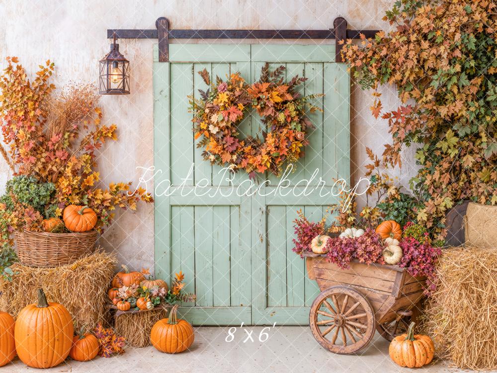 On Sale Kate Autumn Rustic Harvest Pumpkins Door Backdrop Designed by Emetselch -UK