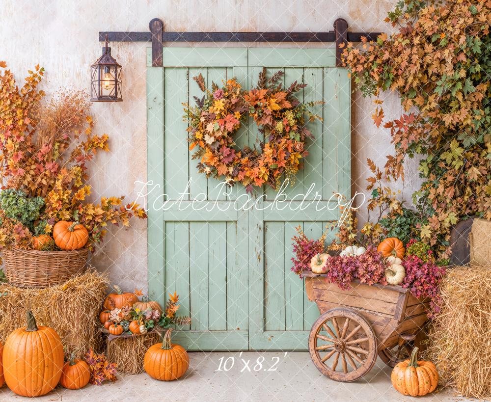 On Sale Kate Autumn Rustic Harvest Pumpkins Door Backdrop Designed by Emetselch -UK