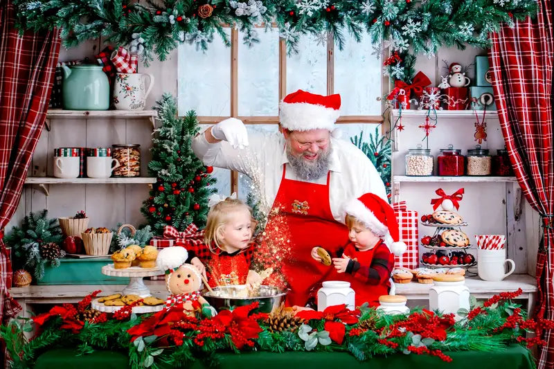 Kate Christmas Kitchen Red Plaid Gifts Backdrop Designed by Emetselch