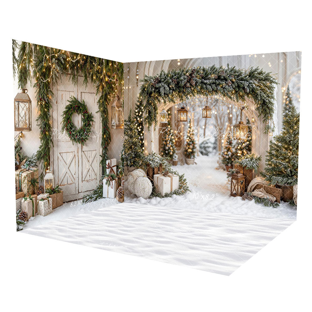Kate Christmas Arch Garland Snow Trees Barn Door Room Set -UK