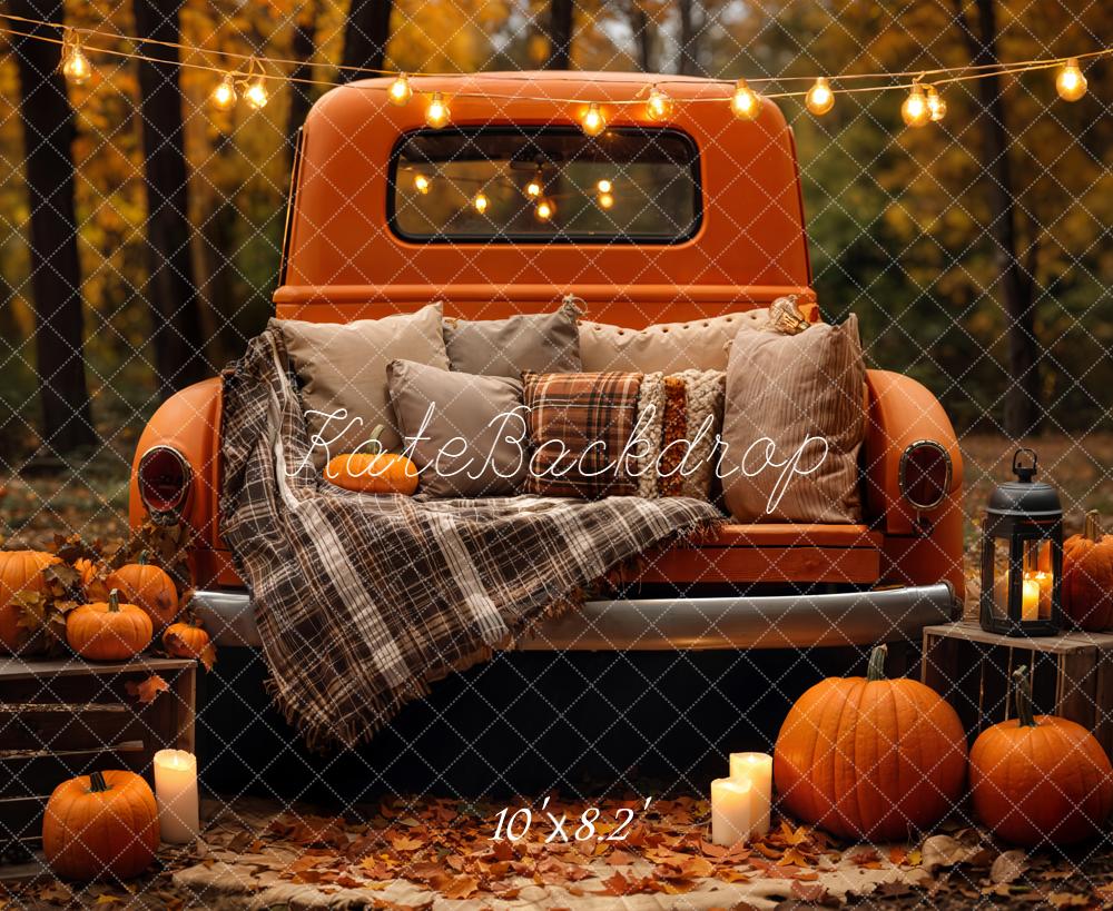 On Sale Kate Autumn Truck Pumpkin Lights Backdrop Designed by Emetselch -UK