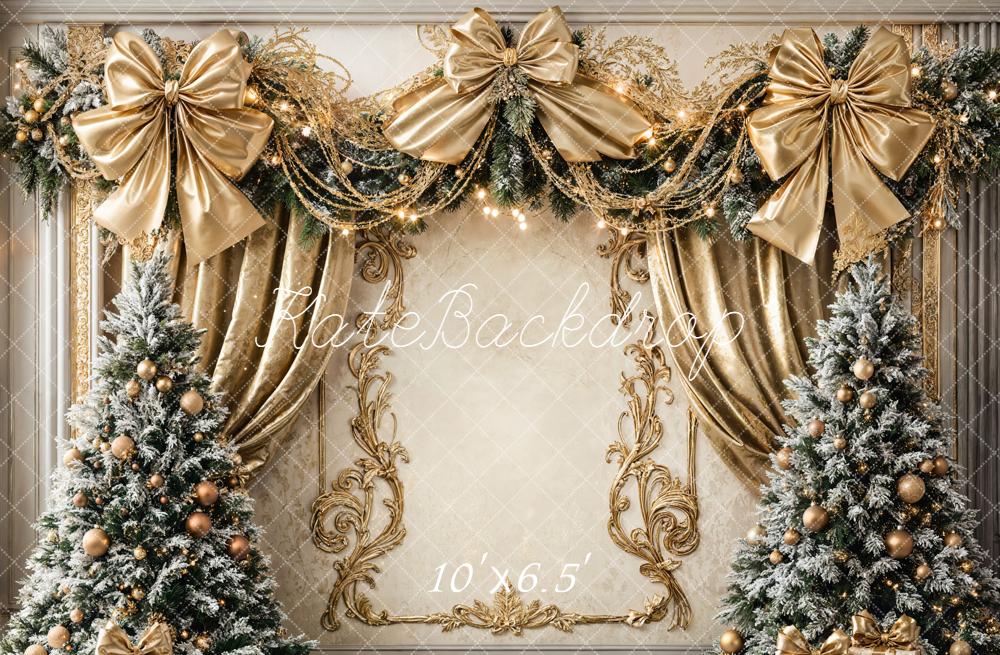 On Sale Kate Christmas Tree Gold Bow Retro Wall Backdrop Designed by Chain Photography -UK
