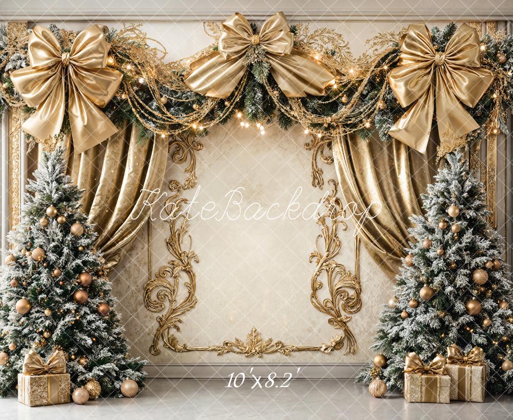 On Sale Kate Christmas Tree Gold Bow Retro Wall Backdrop Designed by Chain Photography -UK
