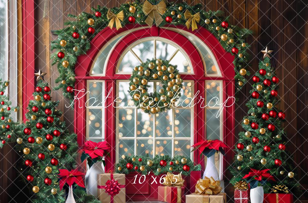 Kate Christmas Tree Window Garland Red Backdrop Designed by Mini MakeBelieve -UK
