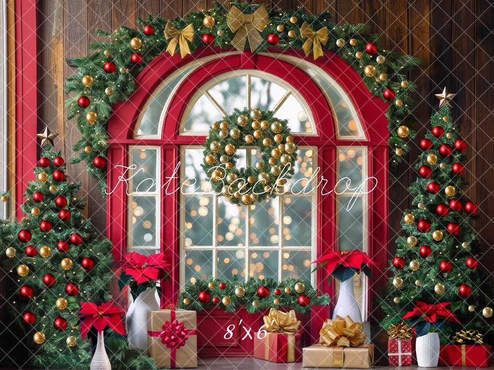 Kate Christmas Tree Window Garland Red Backdrop Designed by Mini MakeBelieve -UK