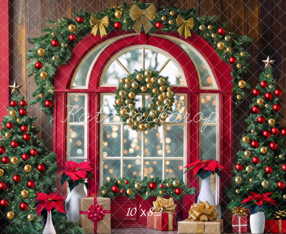 Kate Christmas Tree Window Garland Red Backdrop Designed by Mini MakeBelieve -UK