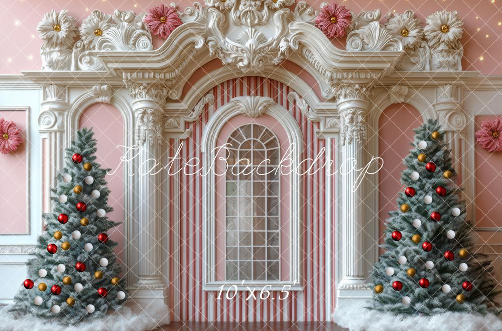 Kate Christmas Tree Retro Pink Wall Backdrop Designed by Mini MakeBelieve -UK