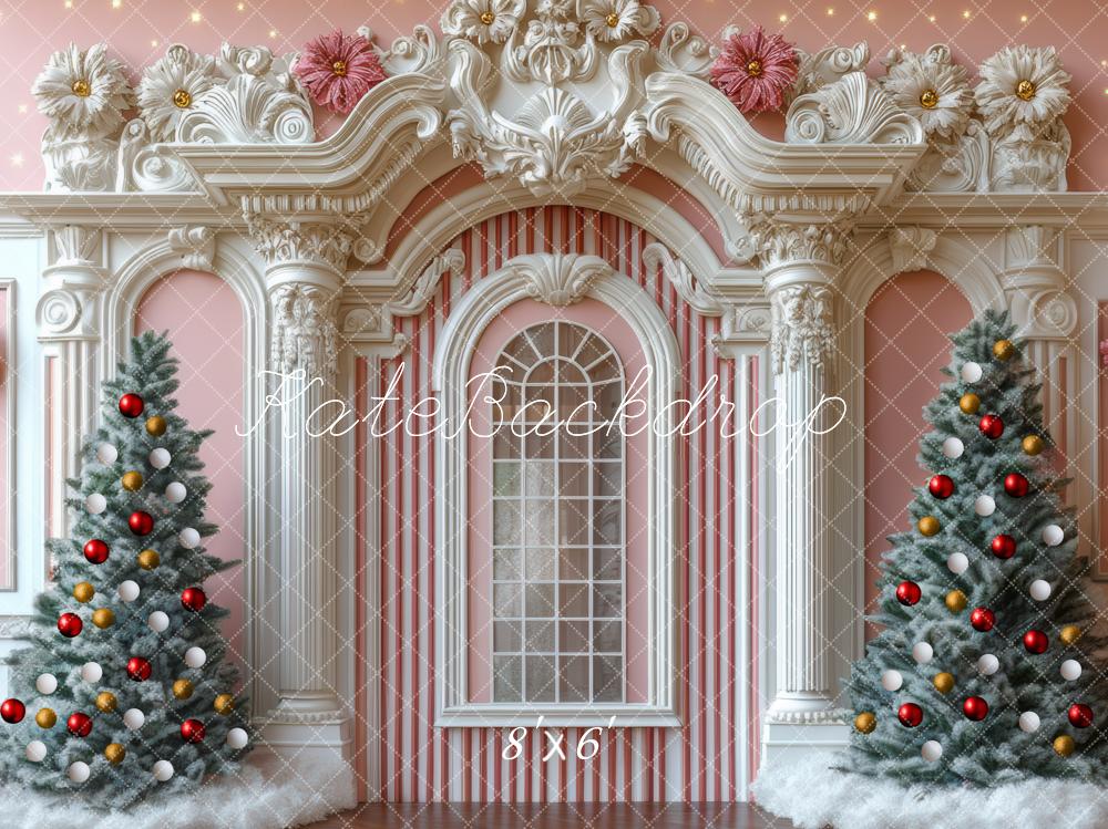 Kate Christmas Tree Retro Pink Wall Backdrop Designed by Mini MakeBelieve -UK