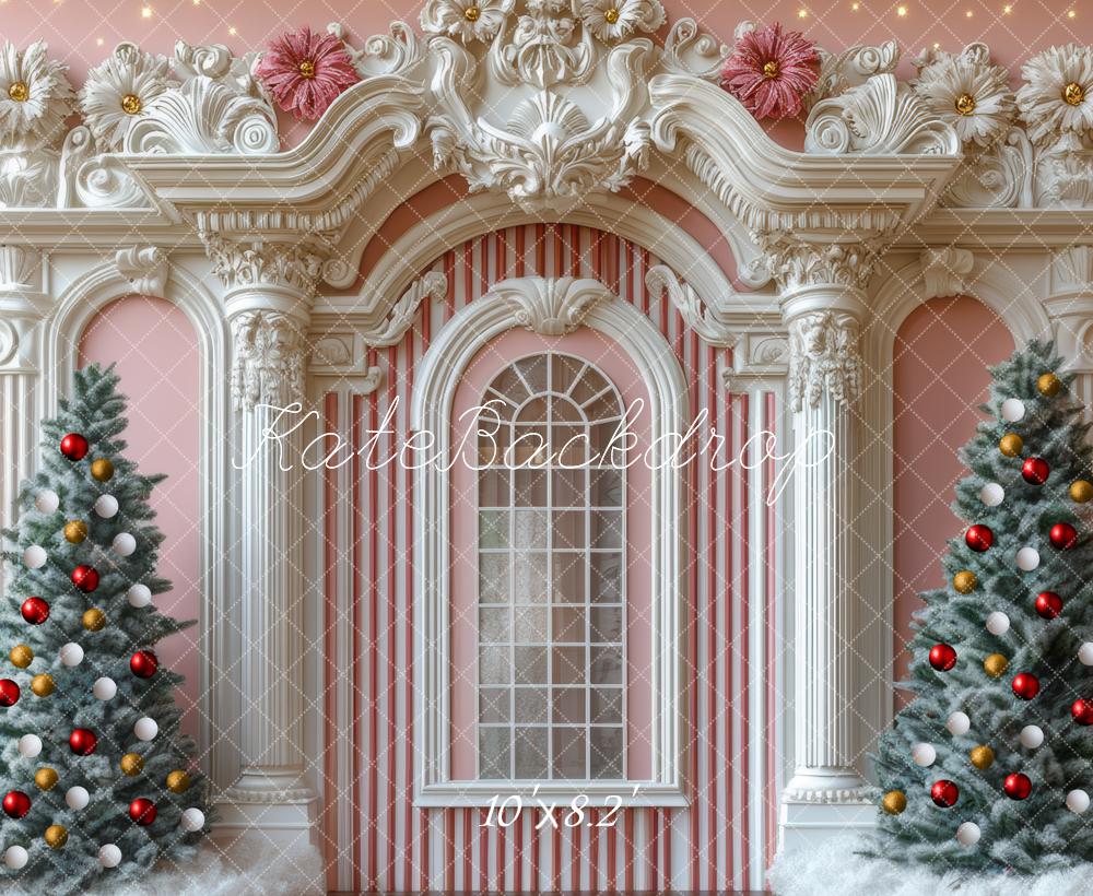 Kate Christmas Tree Retro Pink Wall Backdrop Designed by Mini MakeBelieve -UK