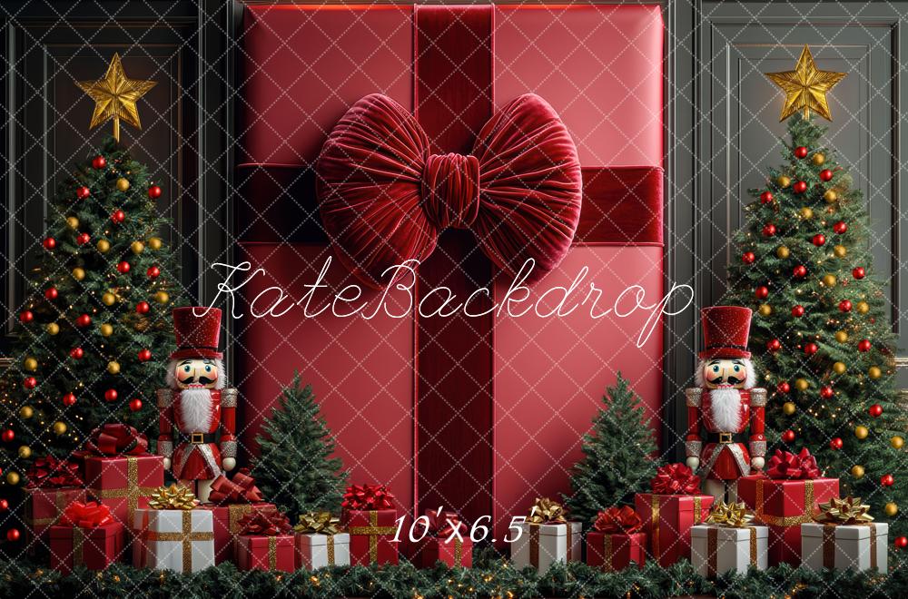 Kate Christmas Red Wall Nutcracker Gifts Backdrop Designed by Mini MakeBelieve -UK