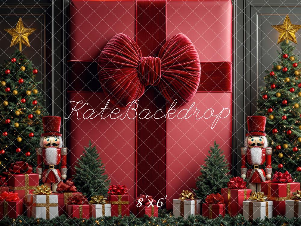 Kate Christmas Red Wall Nutcracker Gifts Backdrop Designed by Mini MakeBelieve -UK