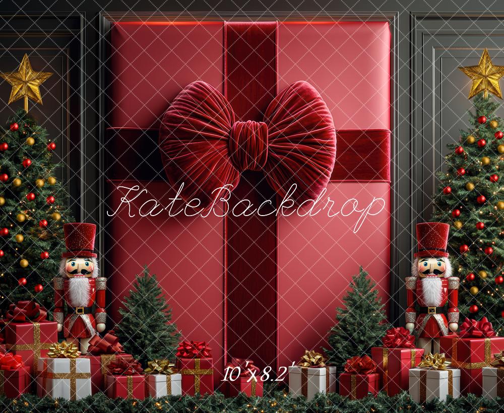 Kate Christmas Red Wall Nutcracker Gifts Backdrop Designed by Mini MakeBelieve -UK