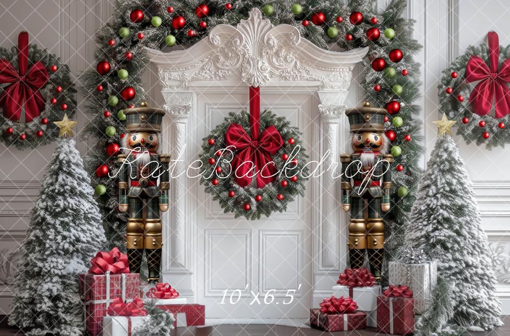 Kate Christmas Nutcracker Wreath White Door Backdrop Designed by Mini MakeBelieve -UK