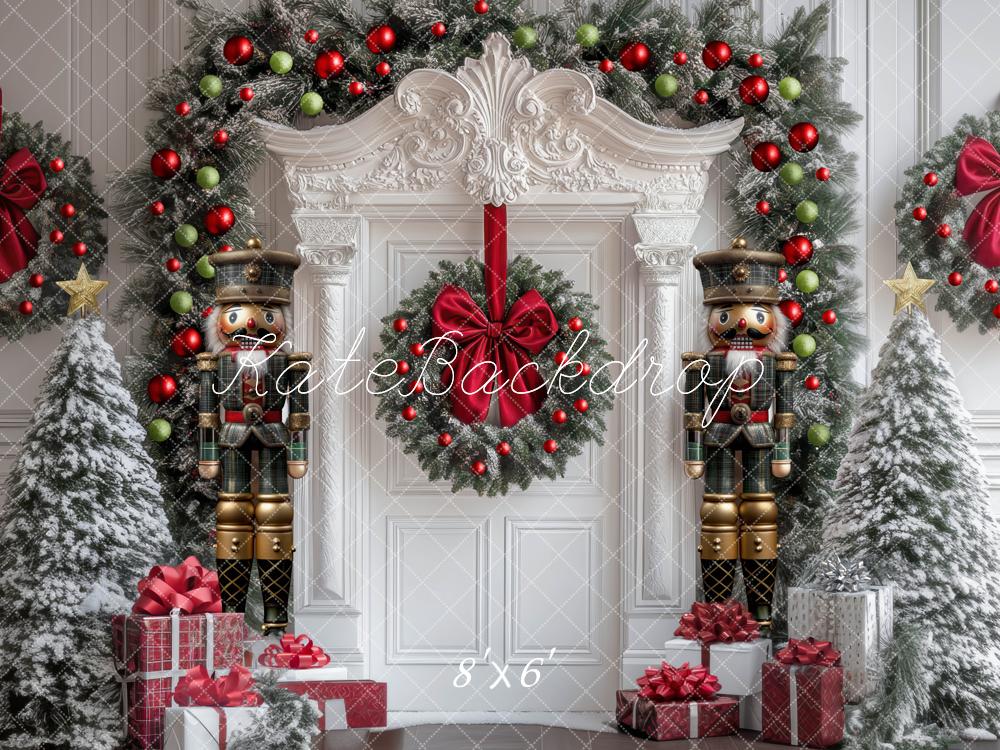 Kate Christmas Nutcracker Wreath White Door Backdrop Designed by Mini MakeBelieve -UK
