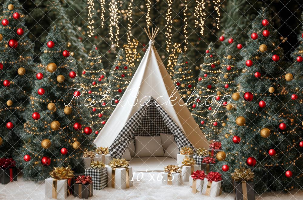 Kate Christmas White Teepee Forest Gift Backdrop Designed by Mini MakeBelieve -UK