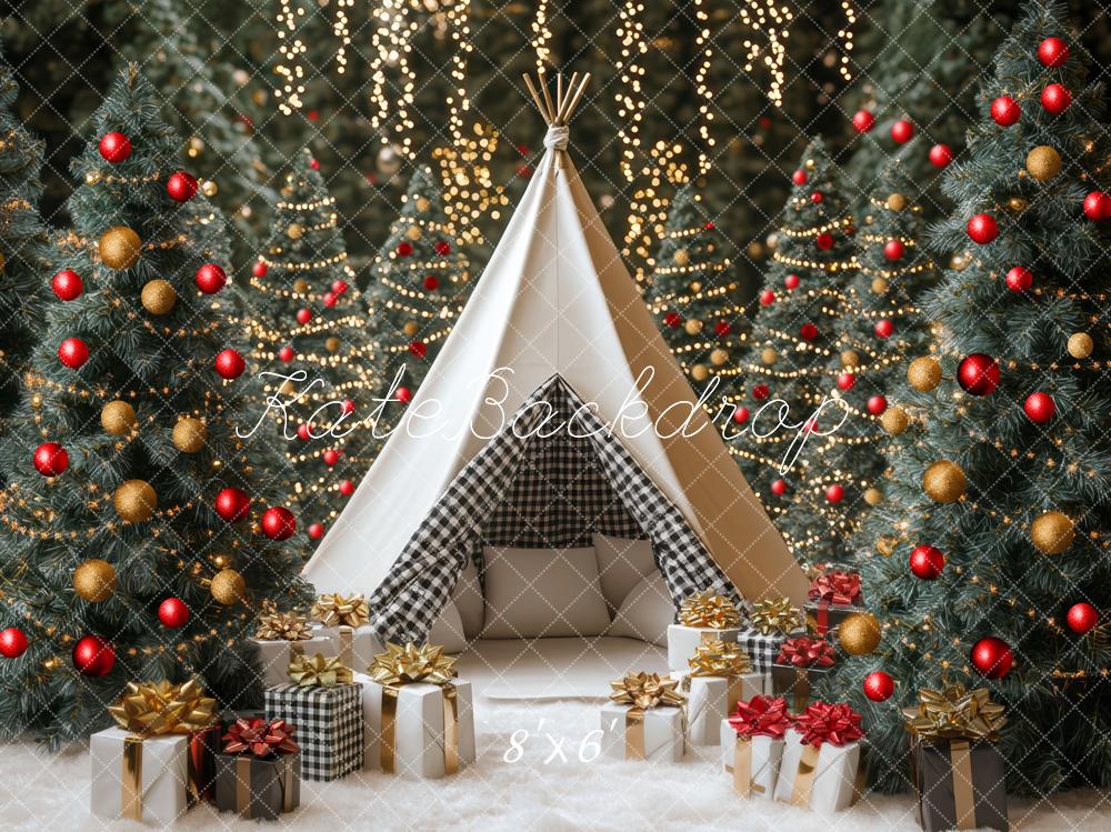 Kate Christmas White Teepee Forest Gift Backdrop Designed by Mini MakeBelieve -UK