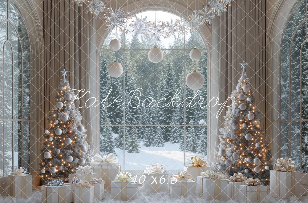 Kate Christmas Tree Window Winter Snow Backdrop Designed by Mini MakeBelieve -UK