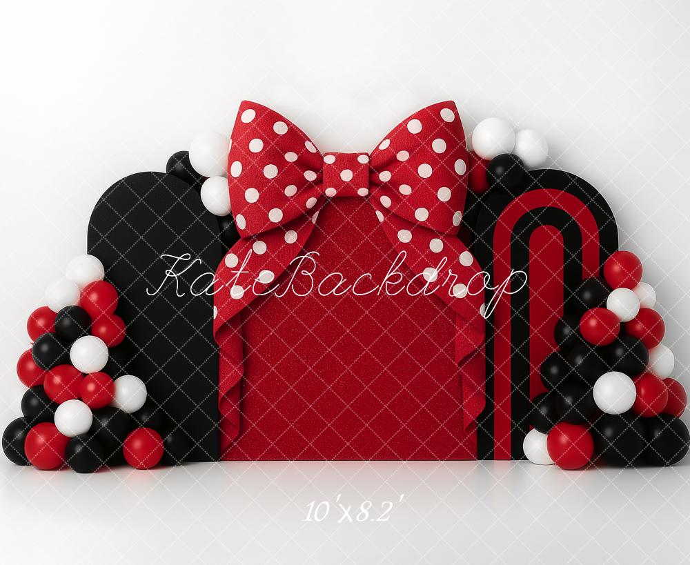 Kate Cake Smash Red Bow Balloon Arch Backdrop Designed by Ashley Paul -UK