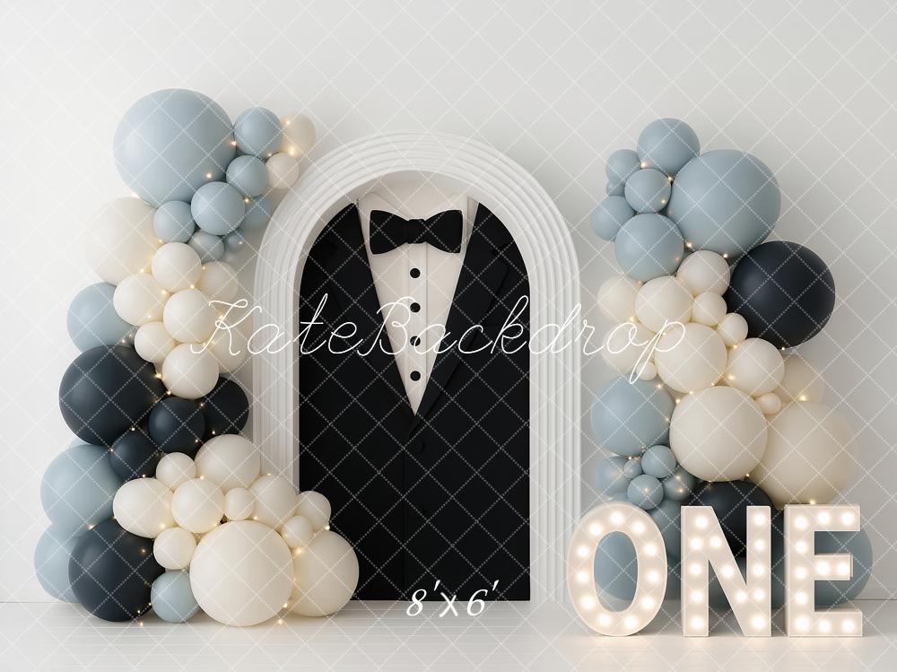 Kate 1st Birthday Tuxedo Balloon Arch Backdrop Designed by Ashley Paul -UK