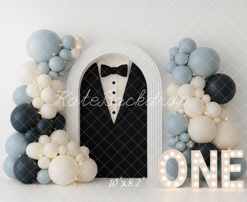 Kate 1st Birthday Tuxedo Balloon Arch Backdrop Designed by Ashley Paul -UK