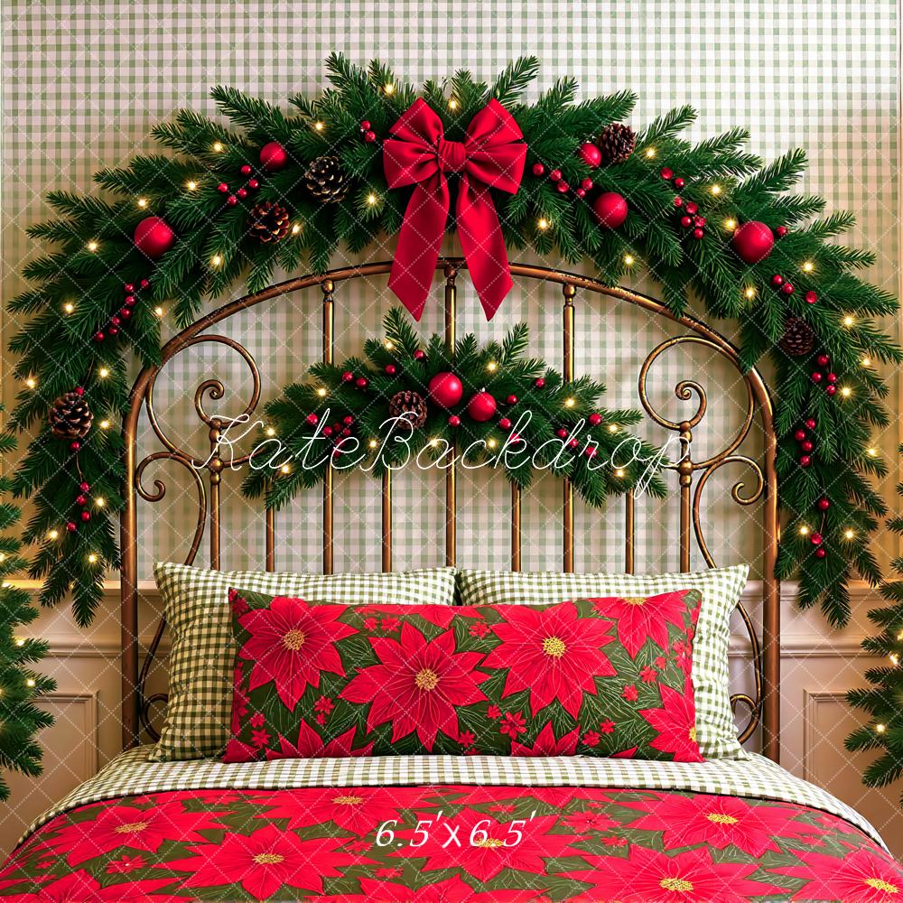 Kate Christmas Headboard Poinsettia Pillow Backdrop Designed by Mini MakeBelieve -UK