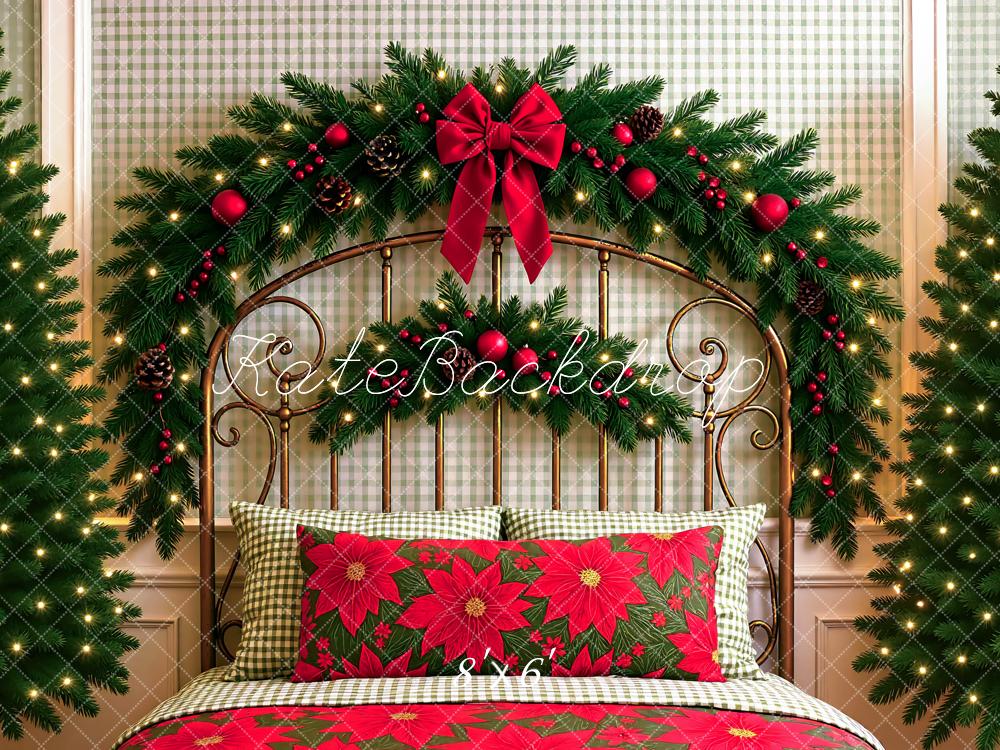 Kate Christmas Headboard Poinsettia Pillow Backdrop Designed by Mini MakeBelieve -UK