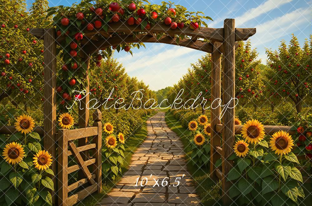 Kate Autumn Orchard Arch Sunflowers Path Backdrop Designed by Mini MakeBelieve -UK