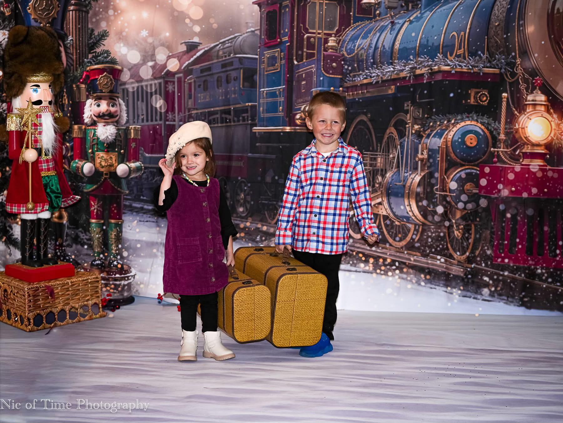 Kate Polar Train Nutcracker Clock Christmas Backdrop Designed by Emetselch -UK