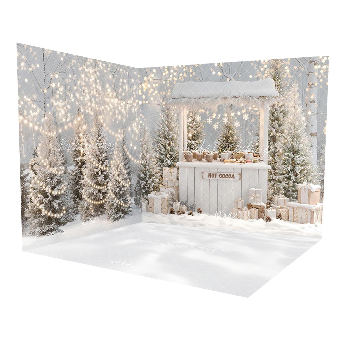 Kate Christmas Winter Hot Cocoa Stand Snowy Trees Gifts Room Set -UK
