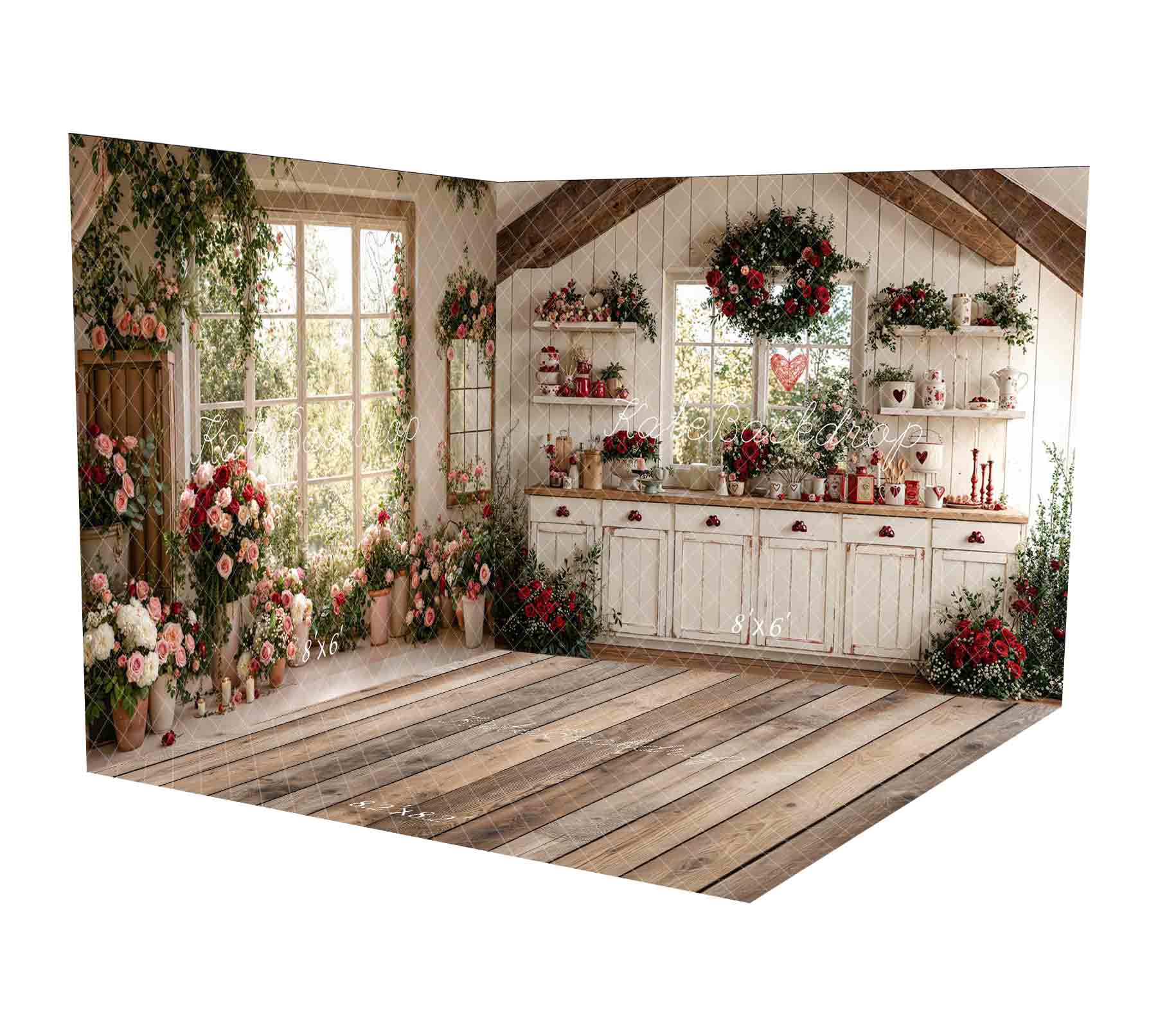 Kate Valentine's Day Rustic White Kitchen Window Room Set