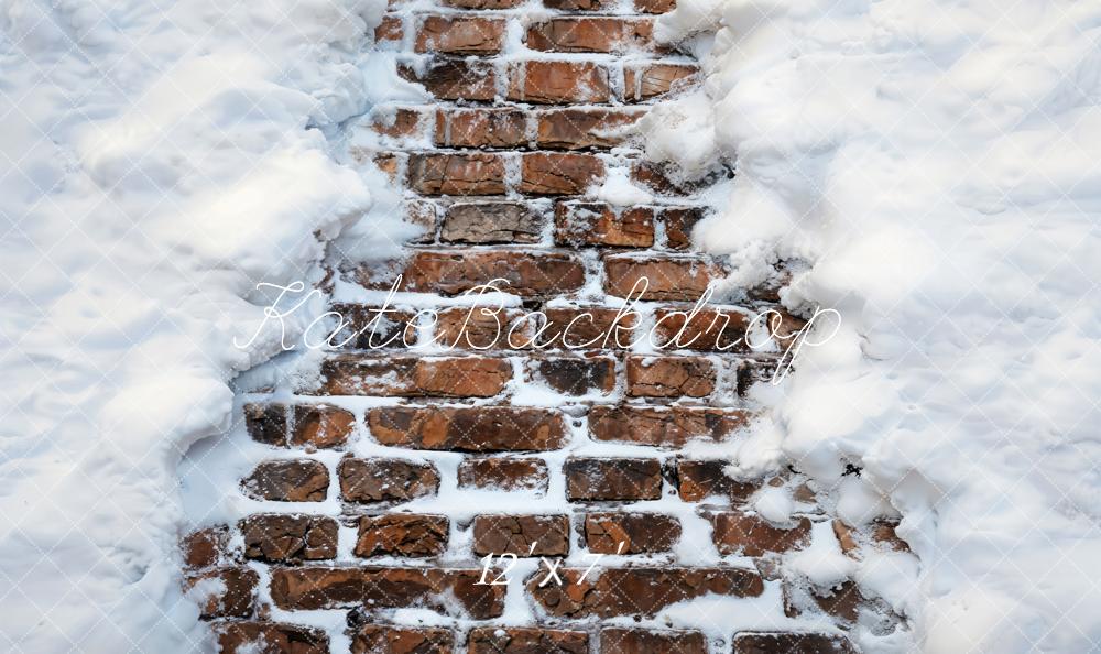Kate Winter Snowy Brick Road Vinyl Floor Backdrop -UK
