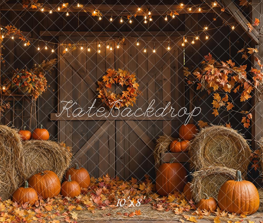 Kate Autumn Barn Door Hay Bale Backdrop Designed by Emetselch -UK