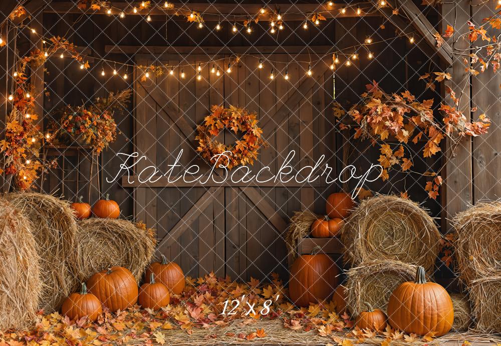 Kate Autumn Barn Door Hay Bale Backdrop Designed by Emetselch -UK