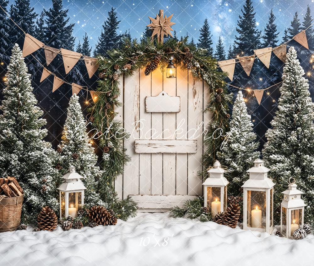 Kate Christmas Tree White Wood Door Backdrop Designed by Emetselch -UK