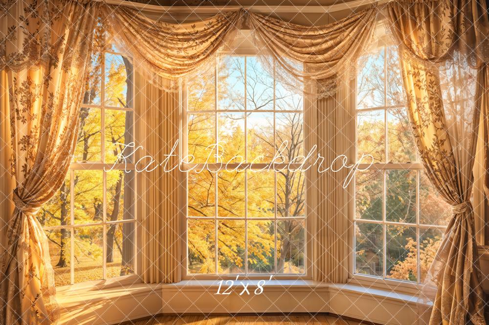 Lightning Deals Kate Autumn Sunlight Window Curtain Backdrop Designed by Emetselch -UK