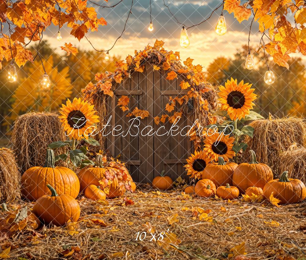 Kate Autumn Pumpkin Sunflower Barn Backdrop Designed by Emetselch -UK