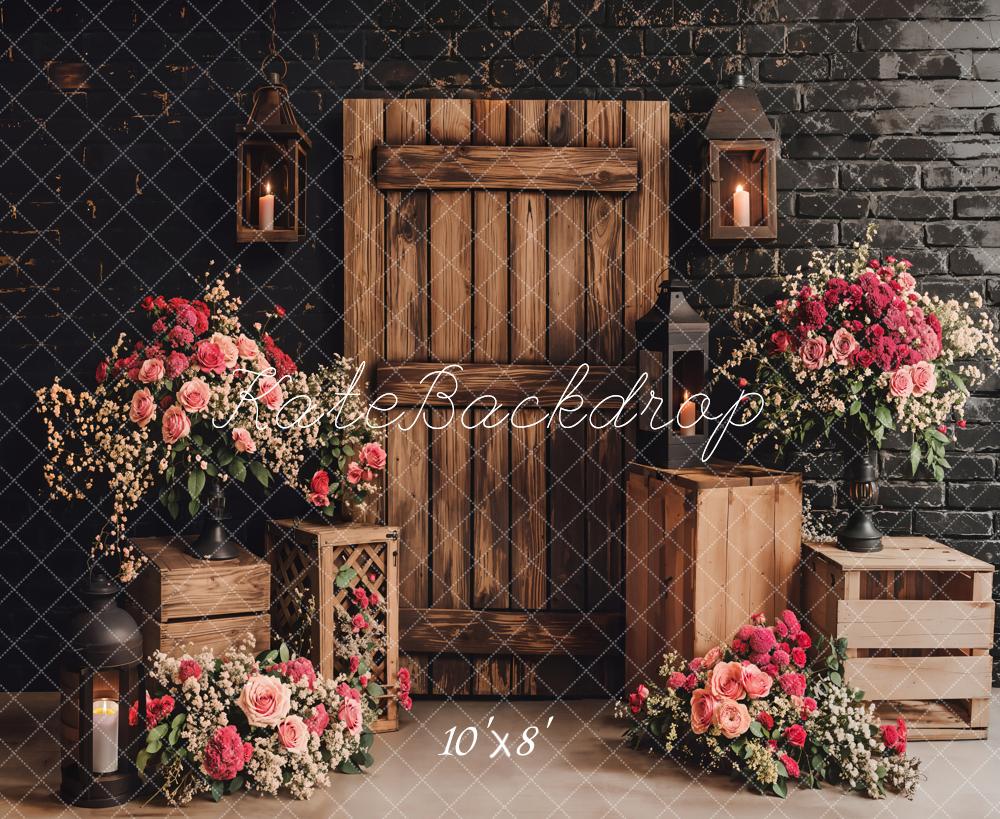 Lightning Deals Kate Rustic Floral Wooden Door Backdrop Designed by Emetselch -UK