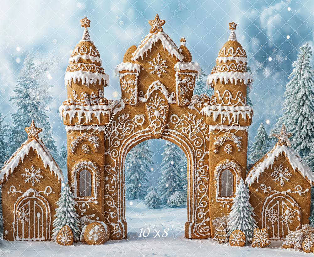 Lightning Deals Kate Christmas Gingerbread Castle Snow Backdrop Designed by Emetselch -UK