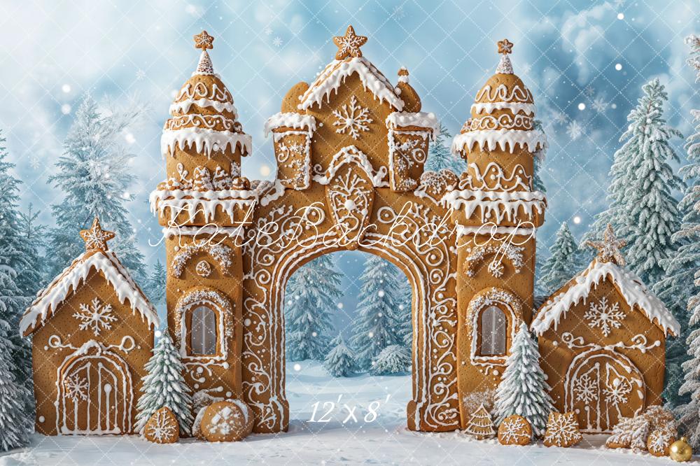 Lightning Deals Kate Christmas Gingerbread Castle Snow Backdrop Designed by Emetselch -UK