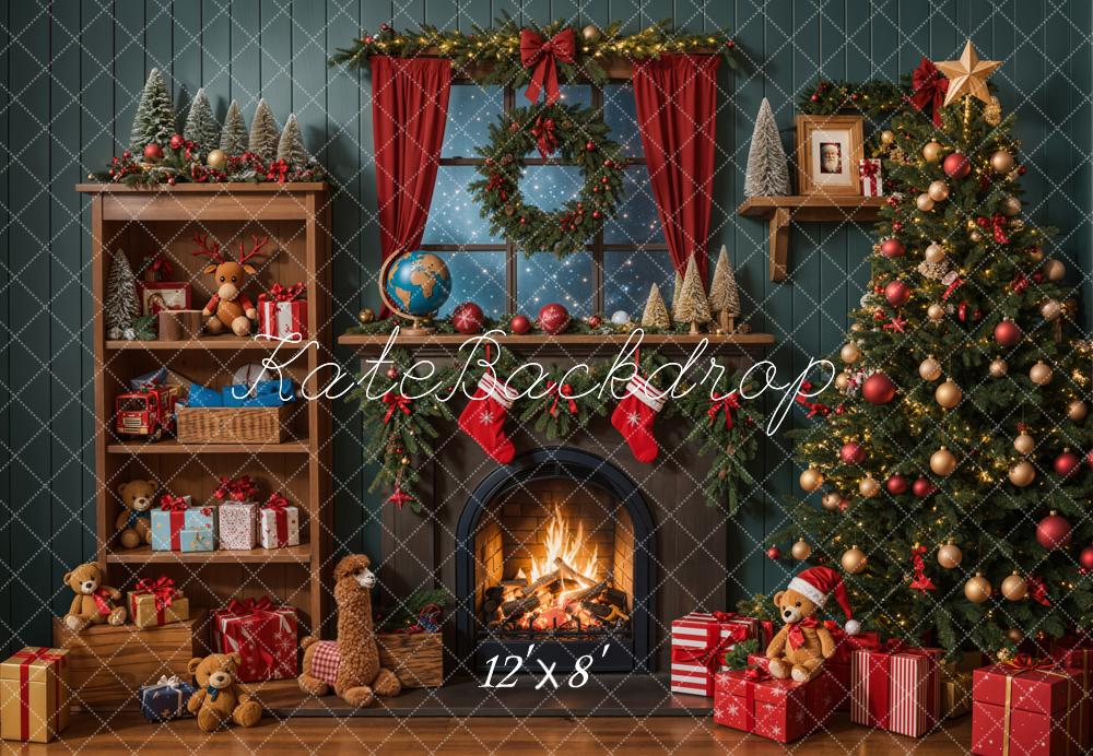 Lightning Deals Kate Christmas Tree Fireplace Shelf Gifts Backdrop Designed by Emetselch -UK