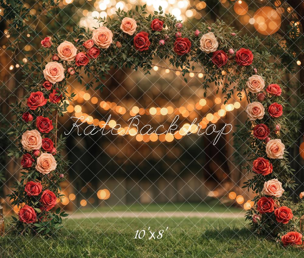 Kate Valentine Flower Arch Garden Wedding Fleece Backdrop Designed by Emetselch -UK