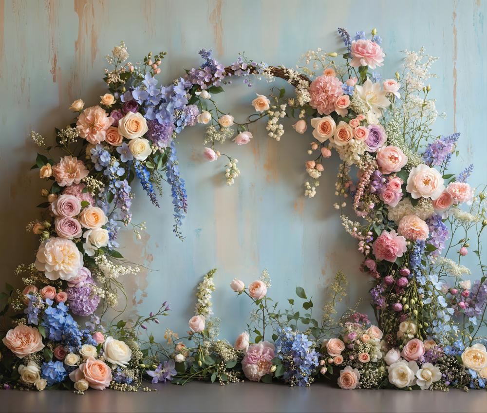 Kate Spring Floral Arch Pastel Fleece Backdrop Designed by Emetselch -UK