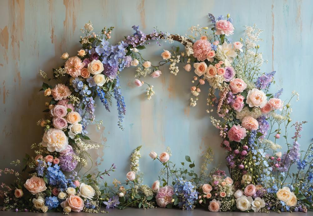 Kate Spring Floral Arch Pastel Fleece Backdrop Designed by Emetselch -UK