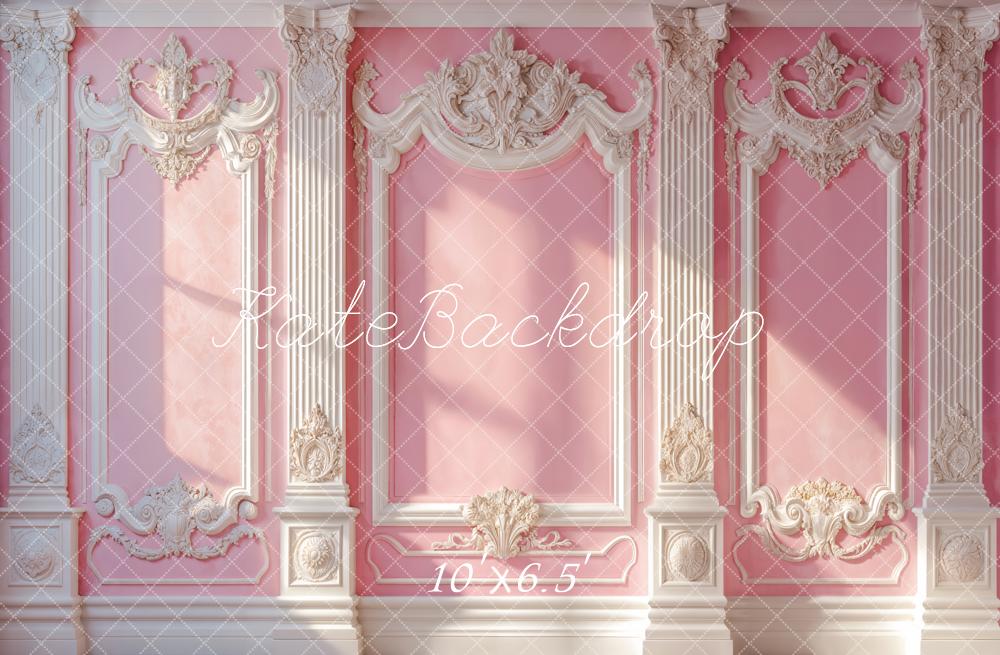 Kate Elegant Pink Vintage Wall Sunlight Fleece Backdrop Designed by Emetselch -UK