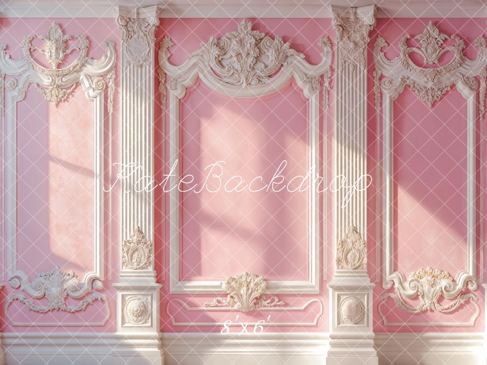 Kate Elegant Pink Vintage Wall Sunlight Fleece Backdrop Designed by Emetselch -UK