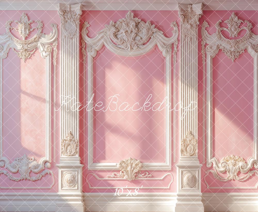 Kate Elegant Pink Vintage Wall Sunlight Fleece Backdrop Designed by Emetselch -UK